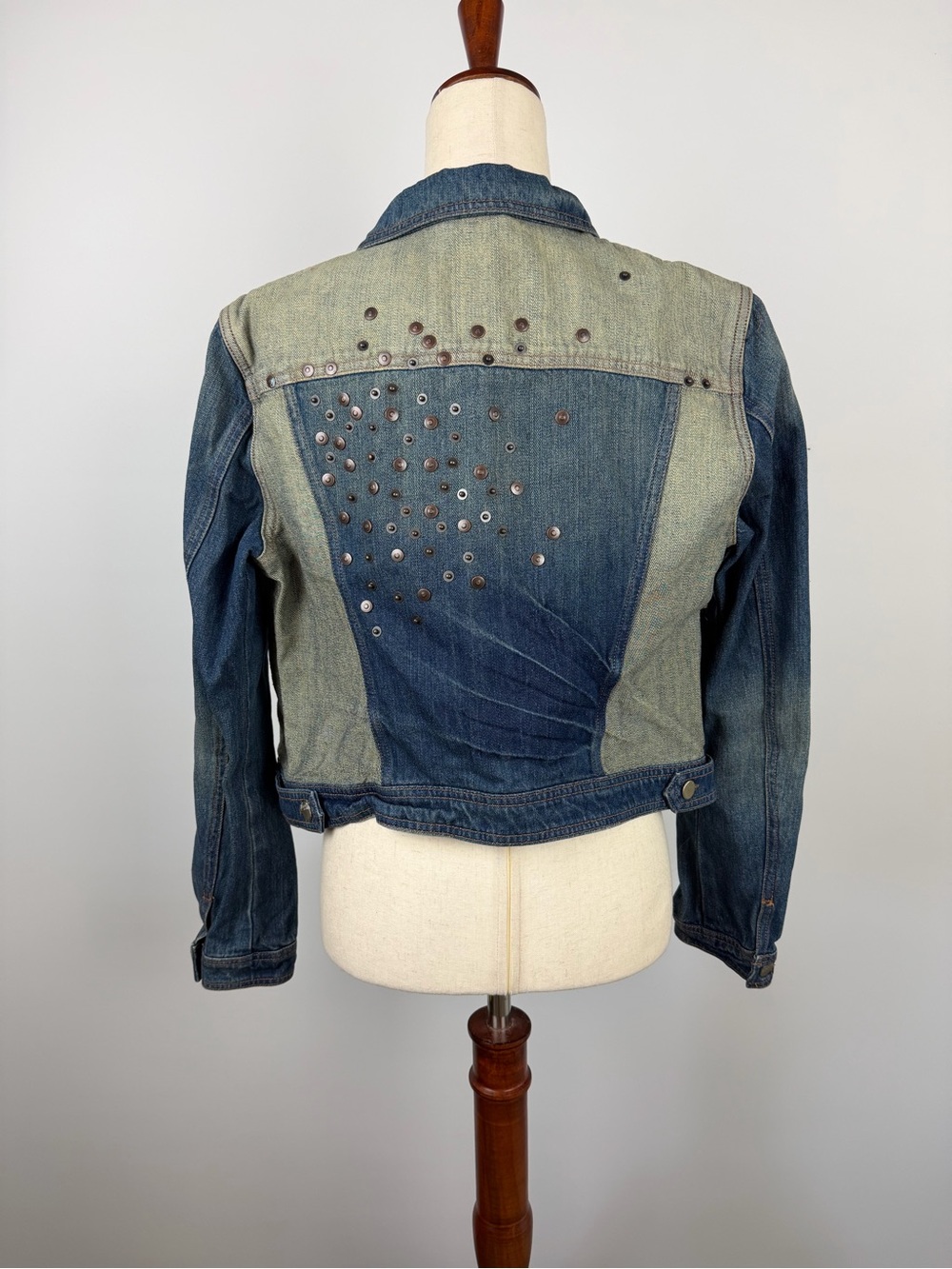 DKNY Blue Denim Jacket with Silver Stud Accents Size XL - Picture 4 of 7